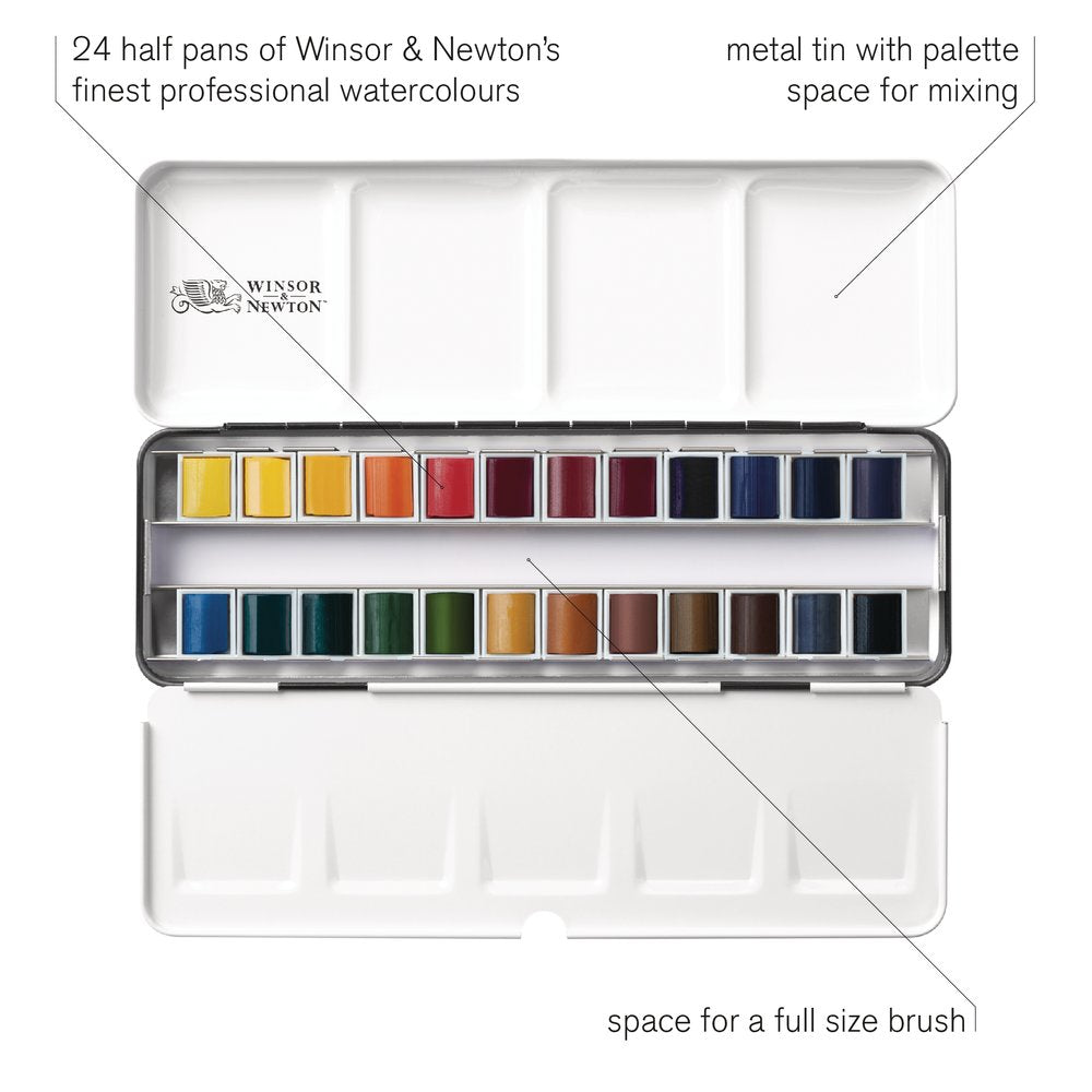 Winsor & Newton Complete Travel Tin 24pc Professiobnal Watercolour Set