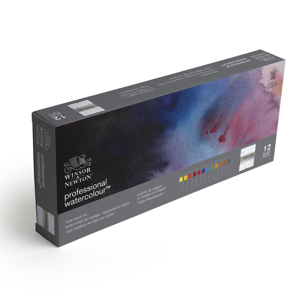 Winsor & Newton Tube Travel Tin 12pc Professiobnal Watercolour Set