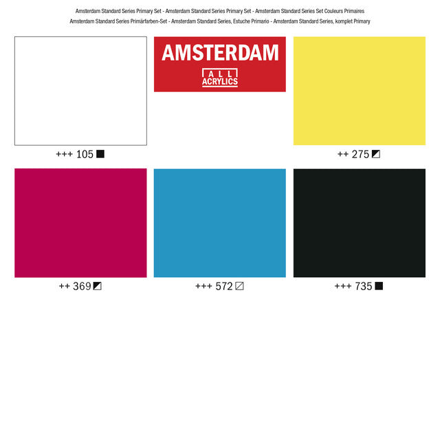 Primary Acrylic Set: 5 x 120ml tubes from Amsterdam