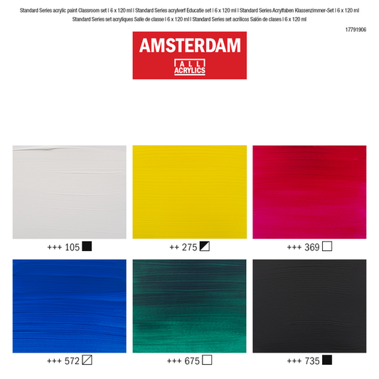 Classroom Acrylic Set: 6 x 120ml tubes from Amsterdam
