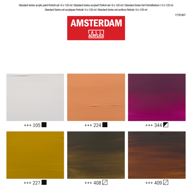 Portrait Acrylic Set: 6 x 120ml tubes from Amsterdam