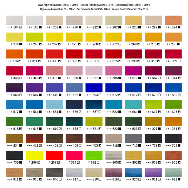 General Selection Acrylic Set: 90 x 20ml tubes from Amsterdam