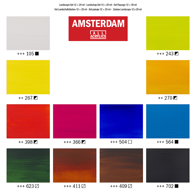 Landscape Selection Acrylic Set: 12 x 20ml tubes from Amsterdam