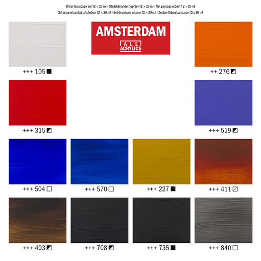 Urban Landscape Selection Acrylic Set: 12 x 20ml tubes from Amsterdam