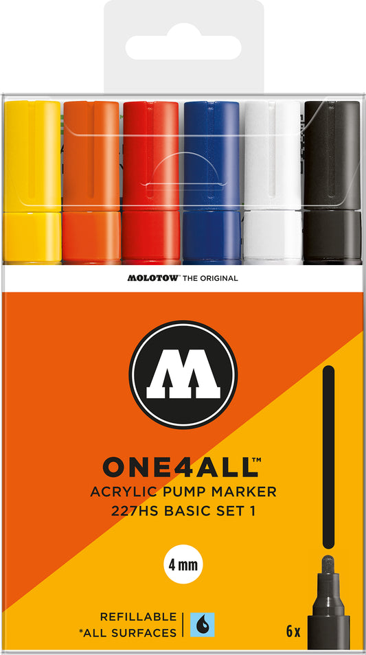 4mm Round Tip One4All Moltow 227HS Basic Set 1 - 6 Markers