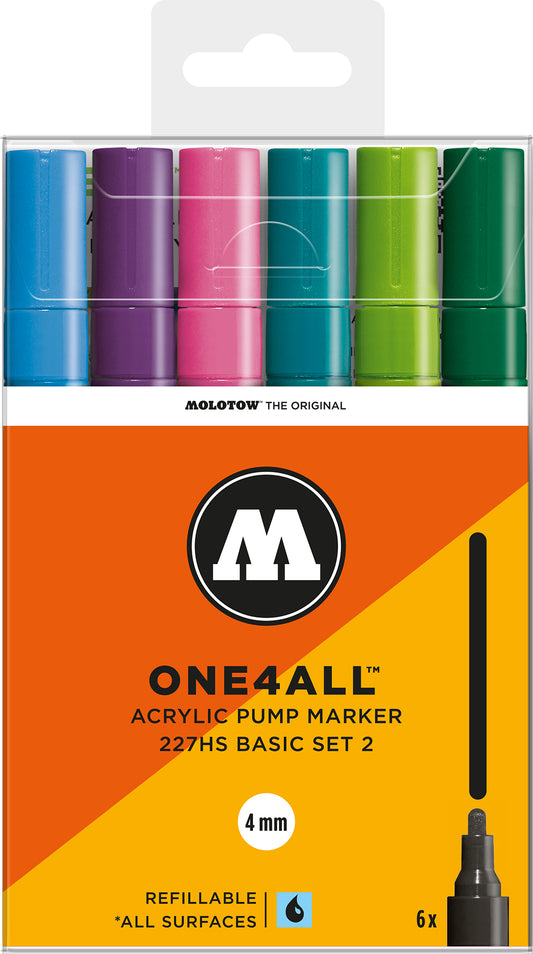 4mm Round Tip One4All Moltow 227HS Basic Set 2 - 6 Markers