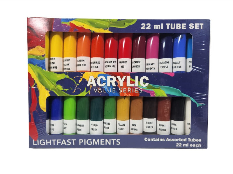 24 - 12ml Tube Acrlyic Set; Value Series