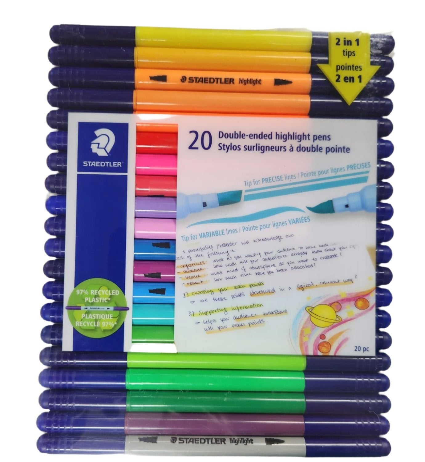 20pc Double-ended Highlight Pens Set
