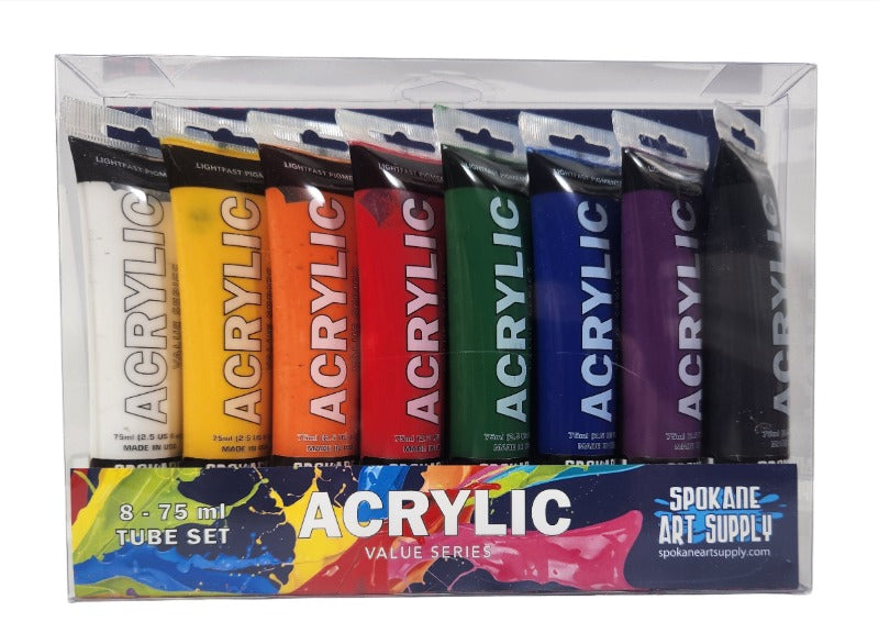 8 - 75ml Tube Acrlyic Set; Value Series