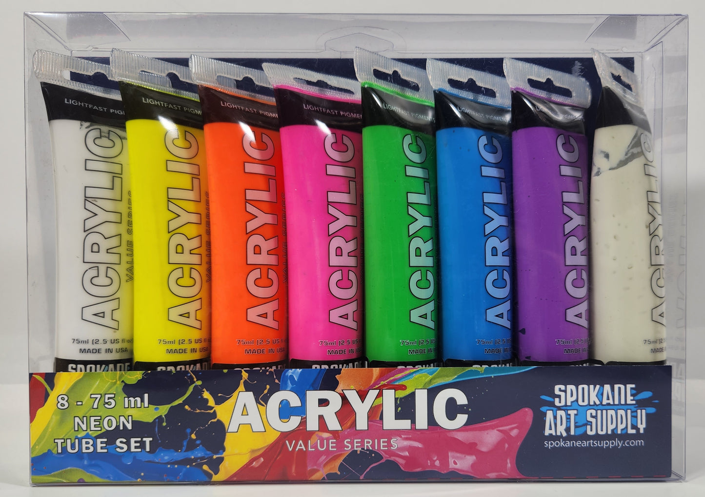 8 - 75ml Tube Neon Acrlyic Set; Value Series