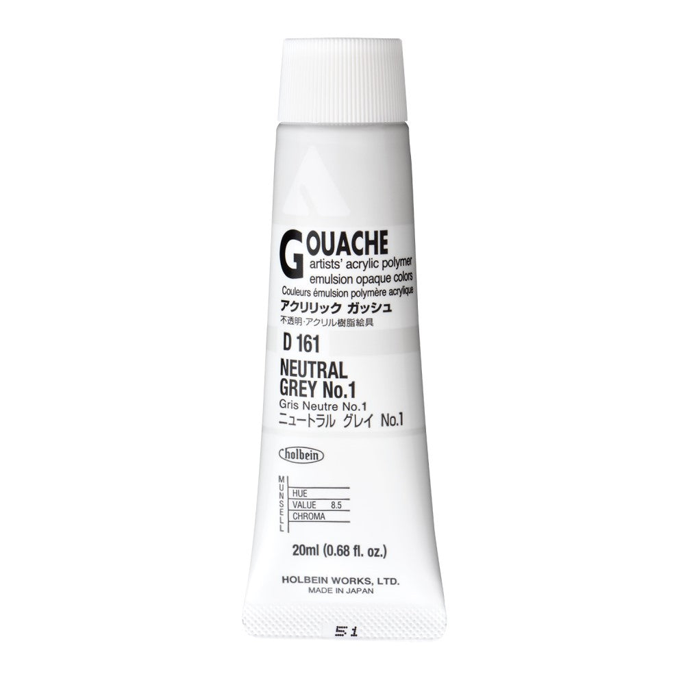 Neutral Grey #1 20ml Holbein Acrylic Gouache Tube D161