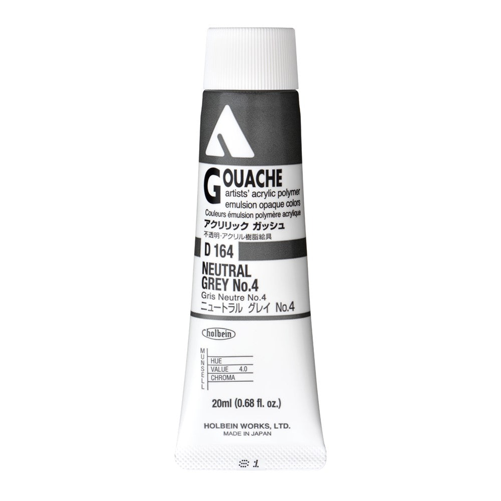 Neutral Grey #4 20ml Holbein Acrylic Gouache Tube D164