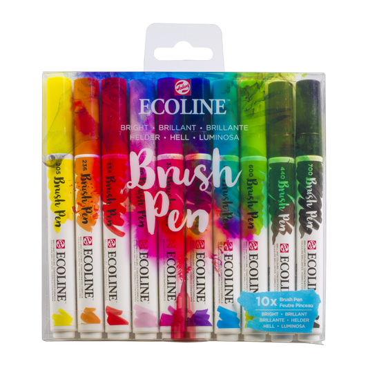 Ecoline BRIGHT Brush Pen Set: 10 Markers