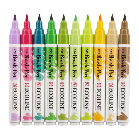 Ecoline BOTANICAL Brush Pen Set: 10 Markers