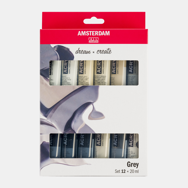 Grey Selection Acrylic Set: 12 x 20ml tubes from Amsterdam