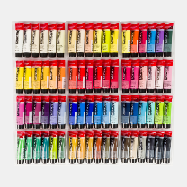 General Selection Acrylic Set: 72 x 20ml tubes from Amsterdam