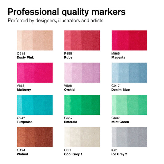 12+1 #0290141 Manga Chibi Winsor & Newton (Alcohol) ProMarker Set