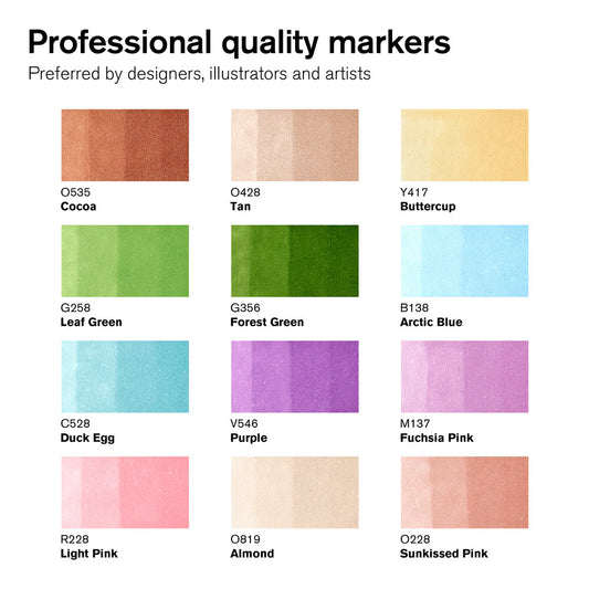 12+1 #0290142 Manga Fantasy Winsor & Newton (Alcohol) ProMarker Set