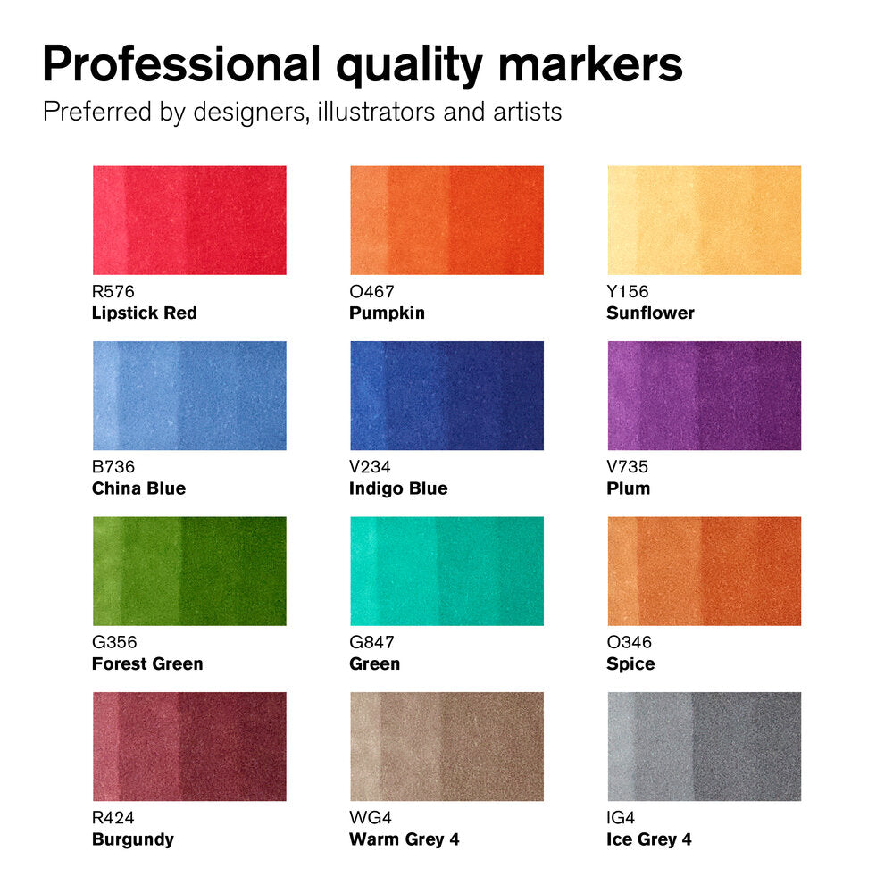 12+1 #0290162 Tattoo Tones Winsor & Newton (Alcohol) ProMarker Set