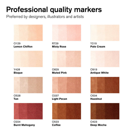 12+1 #0290172 SkinTones Winsor & Newton (Alcohol) ProMarker Set