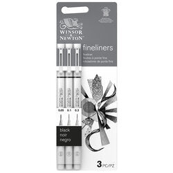 Fineliners Pen Set ; 3 Black pens (.05 / .1 / .3)