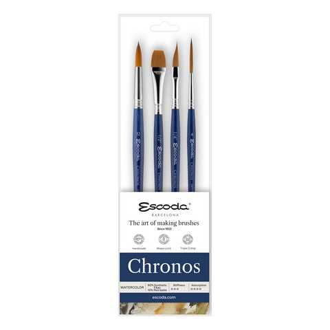 Escoda Chronos Watercolor Short-Handled Brush Set #8910 (four brushes)