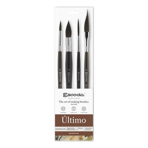 Escoda Ultimo Watercolor Short-Handled Brush Set #8911 (four brushes)