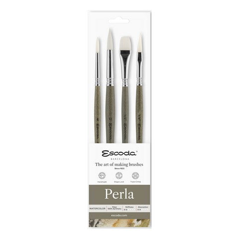 Escoda Perla Watercolor Short-Handled Brush Set #8912 (four brushes)