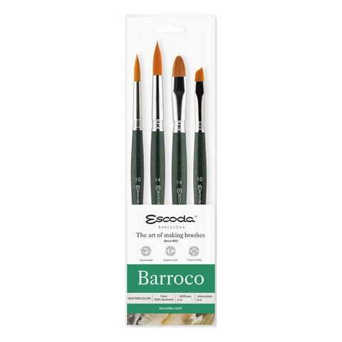 Escoda Barroco Watercolor Short-Handled Brush Set #8915 (four brushes)