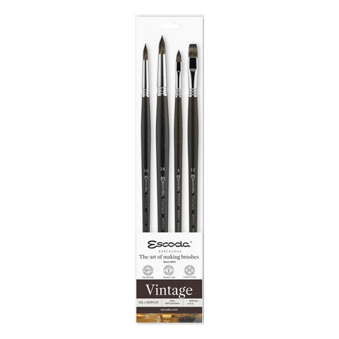 Escoda Vintage Long-Handled Brush Set #8954 (four brushes)