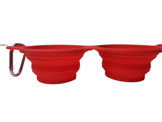 Silicone Orange Collapsible Double Water Bowl 230ml x 2 #9055