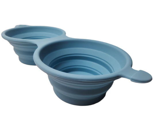 Silicone Lt Blue Collapsible Double Water Bowl 700ml x 2 #9056