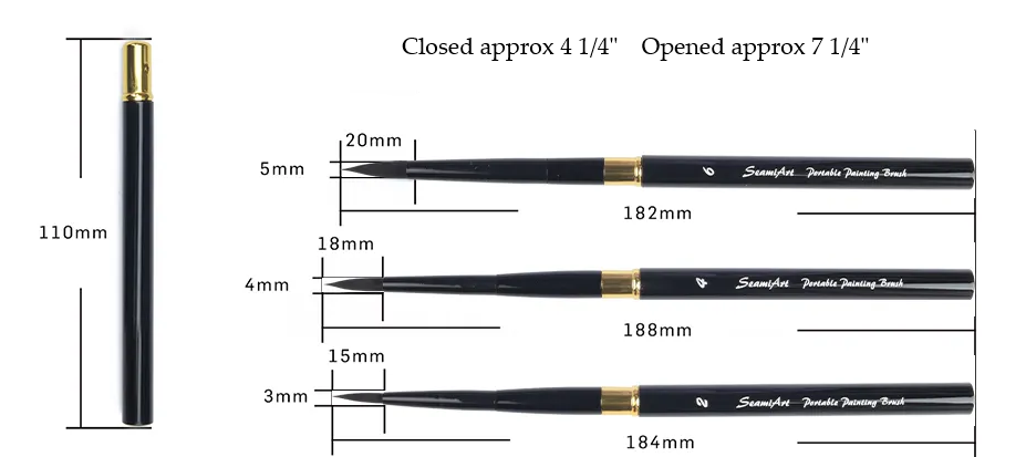#6 Round SeamiArt Portable Painting Brush: Black handle/hair