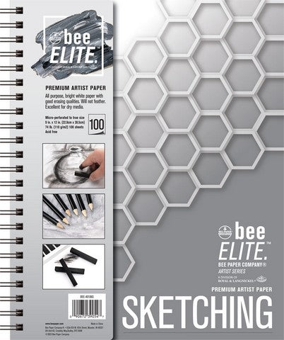 9"x12"Bee Elite Sketching Pad with Spiral: 100 sheet