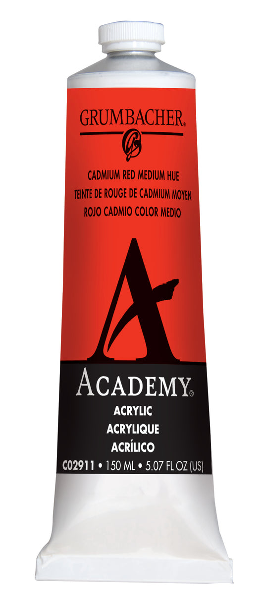 C029 Cadmium Red Medium Hue 150ml Grumbacher Academy Acrylic tube