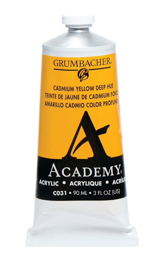 C031 Cadmium Yellow Deep 90ml Grumbacher Academy Acrylic tube