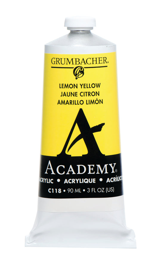 C118 Lemon Yellow 90ml Grumbacher Academy Acrylic tube