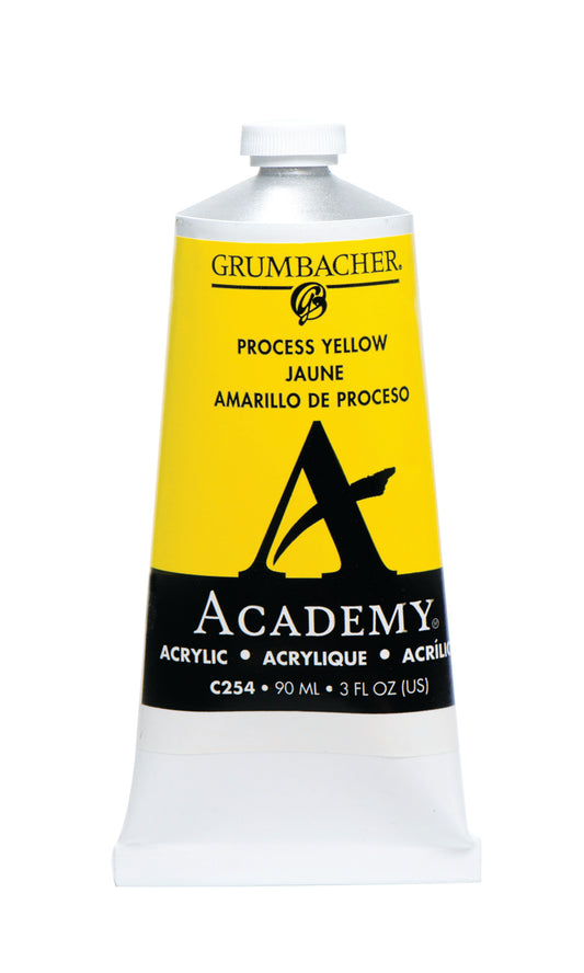 C254 Process Yellow 90ml Grumbacher Academy Acrylic tube