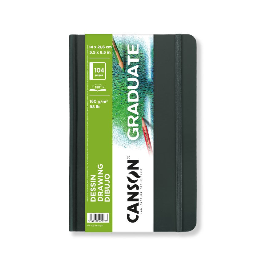 Graduate 5.5" x 8.5" Drawing Journal WHITE PAPER: 104pages