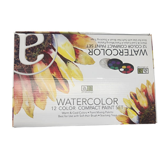 Box of 12 - Compact Watercolor Paint Set with 12 Colors