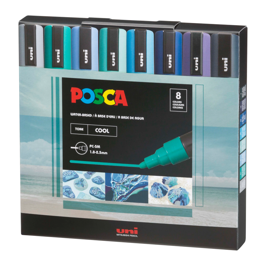 PC-5M COOL Uni Posca Medium Marker Set (8 markers) โ spokane-art