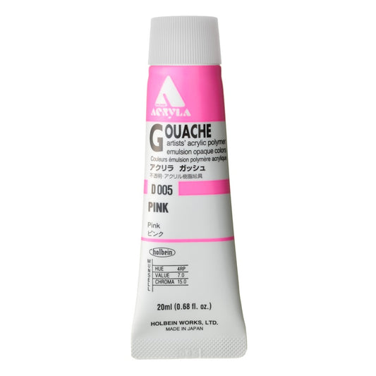 Pink 20ml Holbein Acrylic Gouache Tube D005