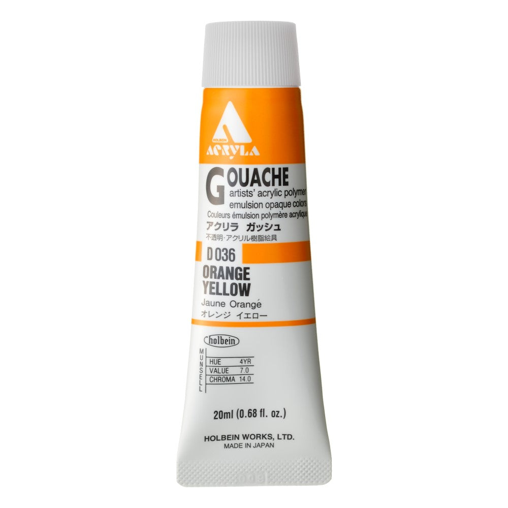 Orange Yellow 20ml Holbein Acrylic Gouache Tube D036