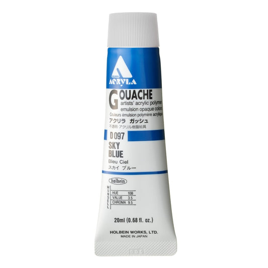 Sky Blue 20ml Holbein Acrylic Gouache Tube D097