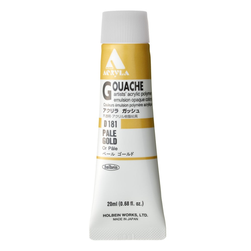 Pale Gold 20ml Holbein Acrylic Gouache Tube D181