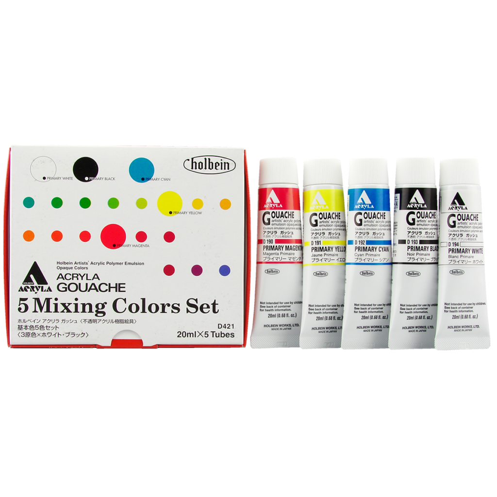 Holbein Acrylic Gouache: 5 Color (20ml tube) Set D421