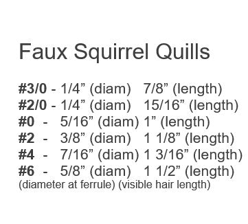 Velvet Grip Faux Squirrel Quill Brushes - 6 sizes available