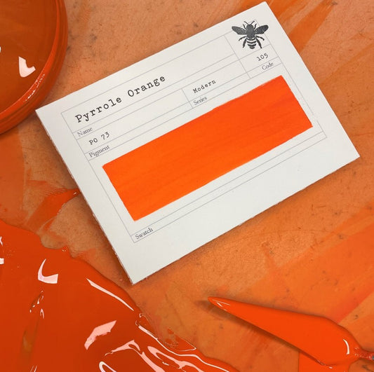 Pyrrole Orange Half Pan Gouache: Stoneground Paint Co.