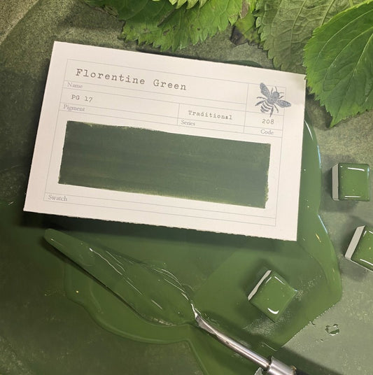 Florentine Green Half Pan Gouache: Stoneground Paint Co.