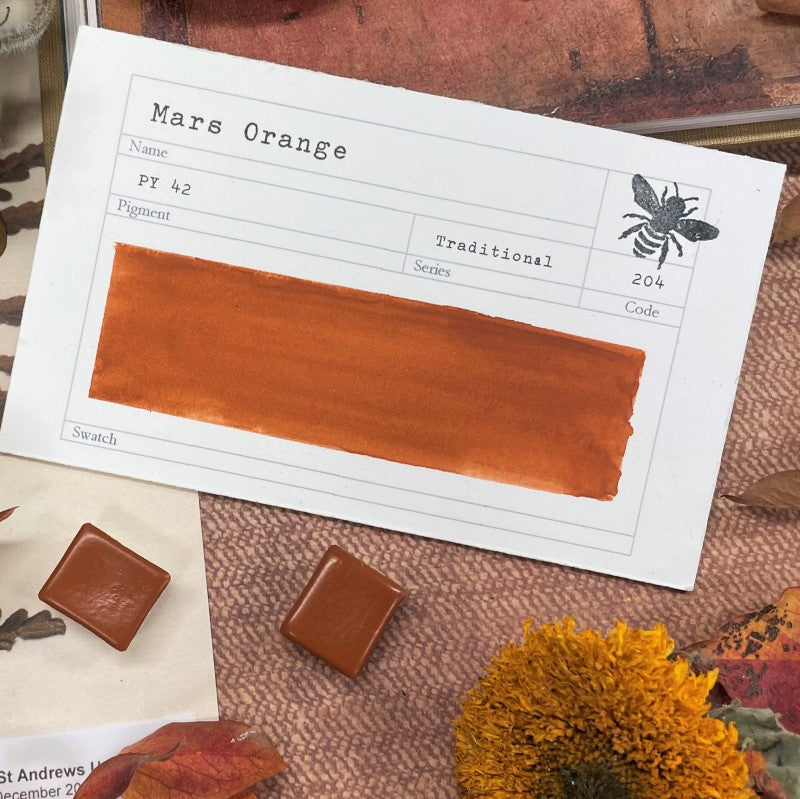 Mars Orange Half Pan Gouache: Stoneground Paint Co.